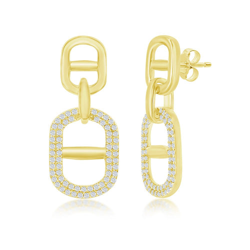 Sterling Silver Linked CZ Earrings - Gold Plated